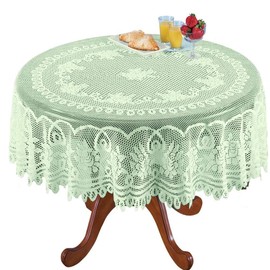 Yizunnu Round Vintage Floral Lace Tablecloth Wedding Party Home Decoration Table Topper Green 70inch