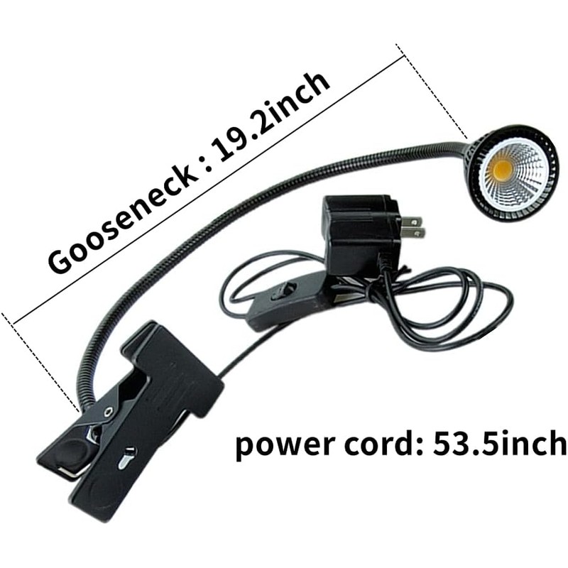 QUANS 5W Clip on Clamp Gooseneck COB LED Desk Table