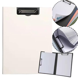 Clipboard A4, HAIYUU Plastic Double Clip Writing Board Clipboard with Lid Clipboard Folder Document Folder for School Business Office Industry Restaurant