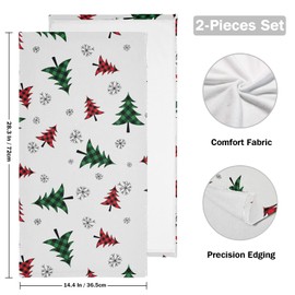 Vdsrup Buffalo Plaid Xmas Tree Hand Towels Christmas Winter Snowflakes Towel Set of 2 Small Bath Towels Soft Guest Face Towel Bathroom Decorations Thin Kitchen Tea Dish Towels 14x28 in