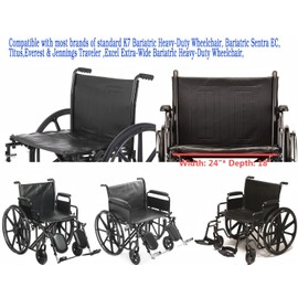 24 inch wheelchair seat replacement,Heavy-Duty wheelchair seat replacement 24x18,Vinyl Seat Upholstery,Embossed,Replacement parts, W/Hardware,Suitable for K7,Bariatric Sentra EC wheelchairs(1Ea,Black)