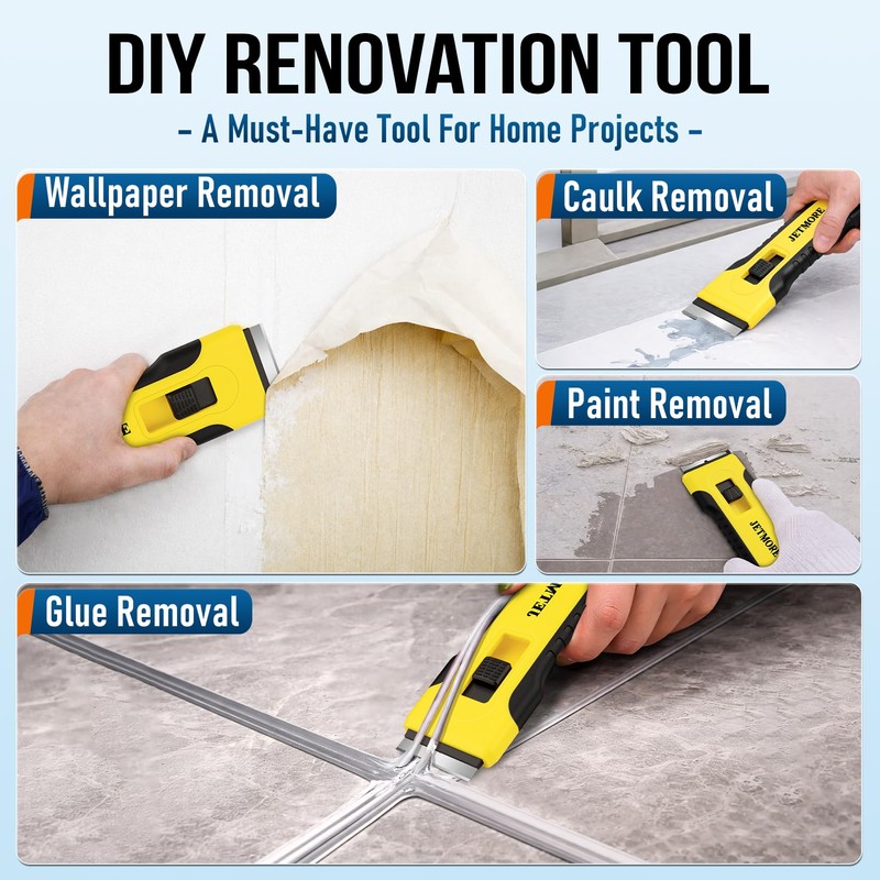 JETMORE Razor Blade Scraper Tool With 15pcs Extra Blades, Paint