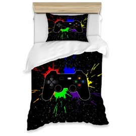 goodbath Single Duvet Cover Set,Game Gaming Bedding Set with 1 Pillowcases for Boys Girls Kids Teens