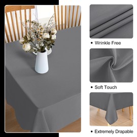 DWCN Rectangle Tablecloth - 30 x 60 Inch - Waterproof Stain and Wrinkle Resistant Washable Table Cloth, Decorative Fabric Table Cover for Kitchen Dining Room Party and Outdoor Use, Light Grey