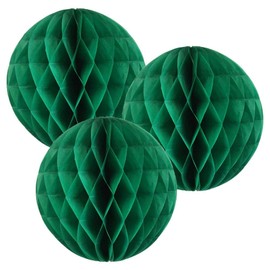 10"(25CM) Paper Honeycomb Balls (Pack of 3) Several Colours Available (Green)