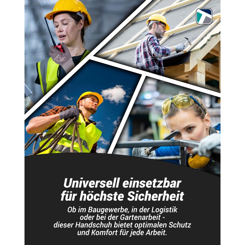 Trevendo® Super Tech Flex Nylon Knitted Work Gloves Black/Grey Size