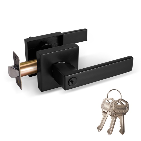 DH DEPPONHARDWARE Matte Black Door Handle with Lock & Key,