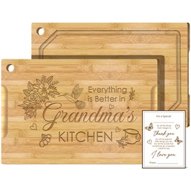 Anvianthor Grandma Mothers Day Gift - 16X12 Large Bamboo Cutting Board, Gifts for Grandma Birthday, Kitchen Wall Decor, Christmas Gifts for Grandma From Grandson Granddaughter Grandkids