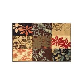 Rubber Backed Mat 18" x 32" Italian Floral Panel Boxes Brown Multicolor Doormat Accent Rug - Rana Collection Kitchen Dining Living Hallway Bathroom Pet Entry Rugs RAN2029-12