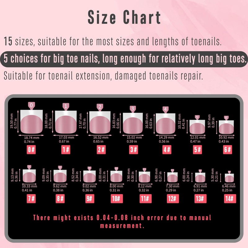 NOVO OVO French Tip Toe Nail Tips Press on, Sharp