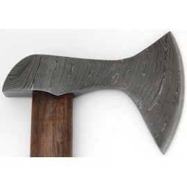 Wild Turkey Handmade Solid Damascus Steel Axe w/ Leather Sheath