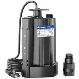 Acquaer - Bomba de agua sumergible automática de 1/3 HP, bomba de sumidero de 115 V con adaptador de válvula de retención de manguera de...