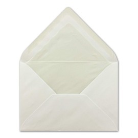 NEUSER PAPIER 50x envelopes, cream with silk lining DIN C6-11.4 x 16.2 cm - with wet glue, white 80 grams per m², classic pointed flap