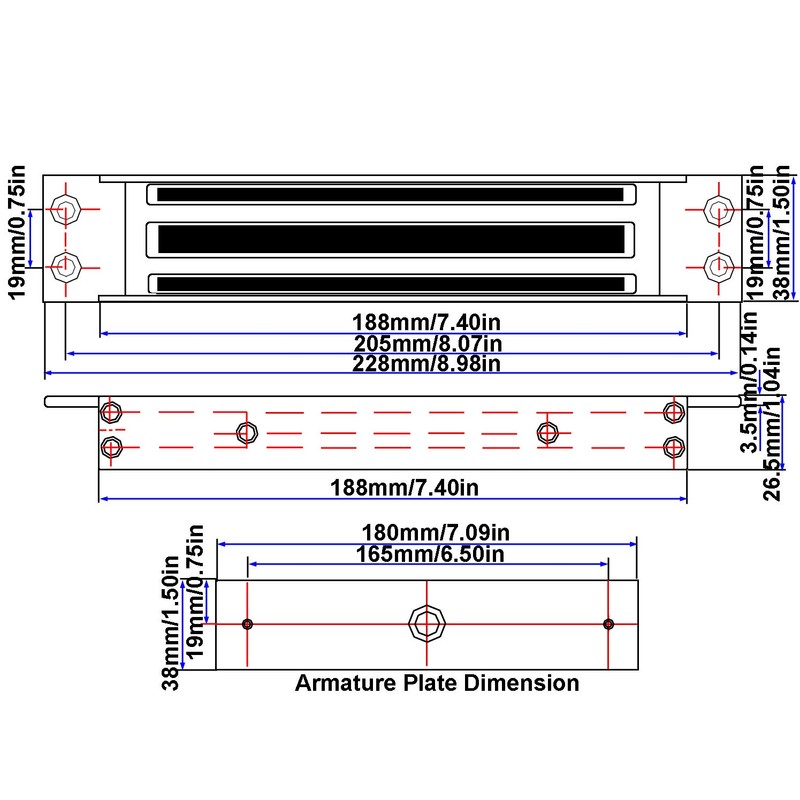 UHPPOTE 600lbs Holding Force Mortise Mount Electric Magnetic Lock for
