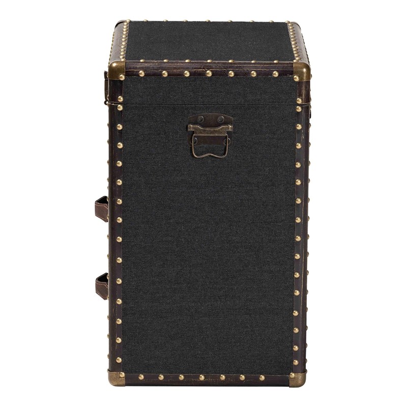 Baxton Studio Agatha Canvas Storage Trunk, 2-Drawer, Black/Brown/Dark Brown