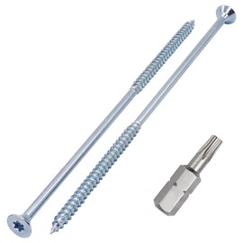 SKIR'CO Pack of 10 Galvanised Steel Wood Screws 6.0 x 200 mm Torx Countersunk Chipboard Screws Partial Thread