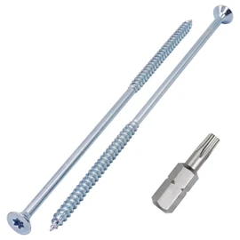 SKIR'CO Pack of 10 Galvanised Steel Wood Screws 6.0 x 200 mm Torx Countersunk Chipboard Screws Partial Thread