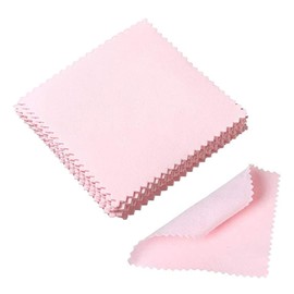10 Pcs Silver Jewelry Cleaning Cloth, Pink Double Sided Polishing Cleaning Cloths Jewelry Wipe Cloths for Pearl Gold Platinum and Silver