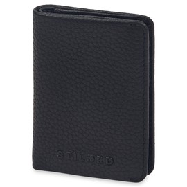 STILORD 'Levent' Mini Credit Card Holder Leather Slim Wallet - Small Genuine Leather Wallet Card Holder for 10 Cards - Credit Card Holder Wallet RFID - Men Women, black, Credit card sleeve