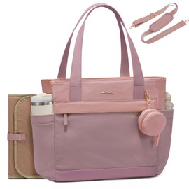 LOVEVOOK Diaper Bag Tote Large Baby Bag for Mom Hostipal and Travel Diaper Tote for Baby Boy with Pacifier Case Changing Pad