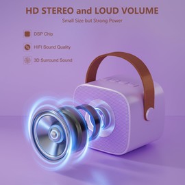 BONAOK Karaoke Microphone Children, Bluetooth Karaoke Machines for Children Adults, Karaoke Player Microphone for Charging, Children's Karaoke Machine (Purple)