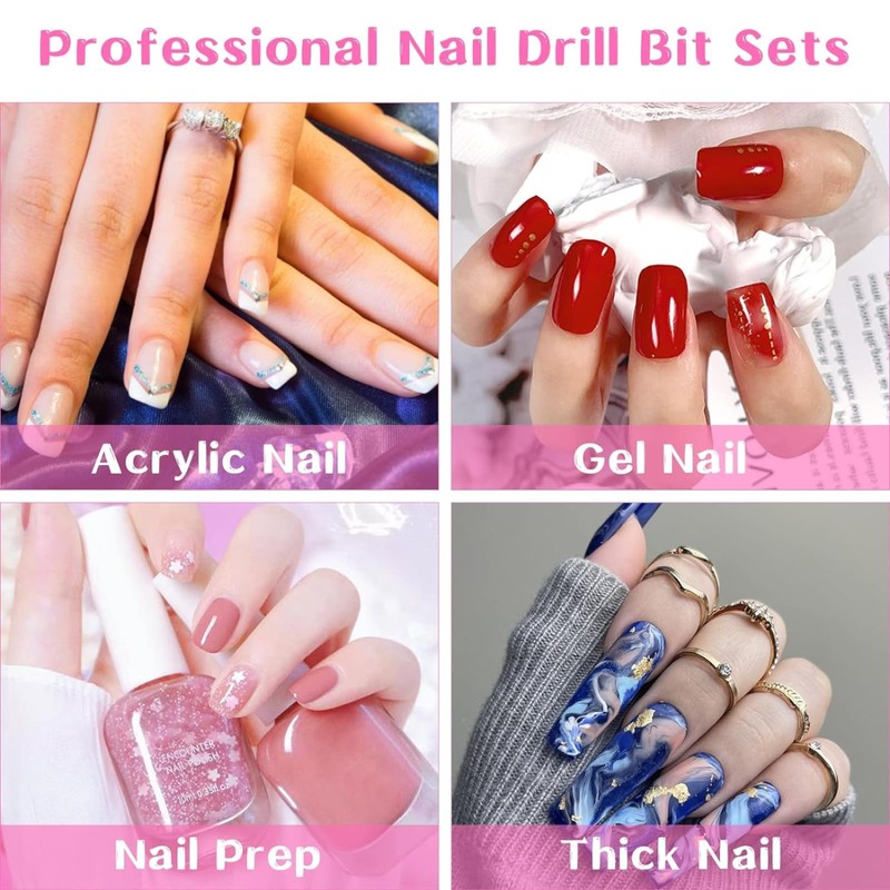 Nail Drill Bits Sets,10pcs Professional 3/32" Diamond Cuticle Electric Nail