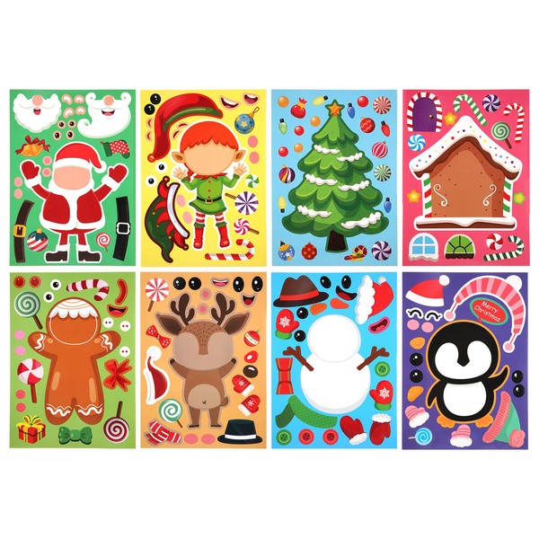 32pcs Christmas Make Your Own Face Stickers, Christmas Party Games