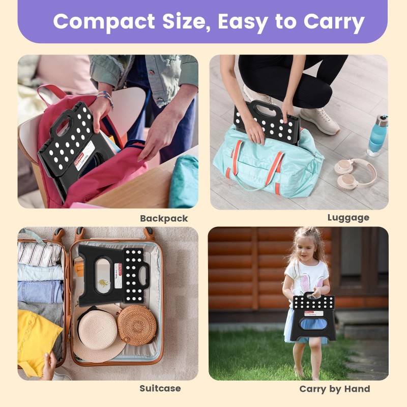 HBTower Folding Step Stool 9 Inch - Holds 600 lb,