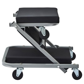 Happybuy Z-Creeper Seat, Dual-Function Rolling Foldable Auto Creeper/Stool, Supports Up to 300 lbs, Mechanic Creeper with 6 Wheels, Workshop & Auto Maintenance, Recline or Sit, Black