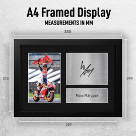 HWC Trading Marc Márquez Honda MOTO GP Gifts Printed Signed Autograph Picture for MotoGP Racing Fans - A4 Framed