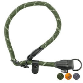 Floxik Retriever Collar Green Robust Dressage Collar with Pull Stop for Medium and Large Dogs, Neck Circumference 30-60 cm, Diameter 1.2 cm