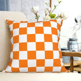 WirMEC Autumn Throw Pillow Cover White Orange Plaid Pillowcases Fall Decor Buffalo Pillow Case Square Cushion Covers for Couch Living Room Home Sofa Bedroom Office 20" X 20"