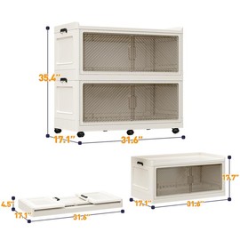 Raybee Large Capacity Storage Boxes 6 Wheels Giant Stackable Plastic Clothes Container Bins Cabinet Closet Organizer for Bedroom Living Room Garage:_Large 3 Pack 100 gal