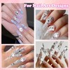500 Pcs White Nail Charms and Rhinestone, Half Round Gems