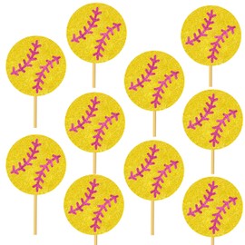 Softball Theme Centerpieces for Table 12pcs Glitter Softball Centerpiece Sticks Softball Party Decoration for Girls Softball Birthday Party Baby Shower Decoration Supplies