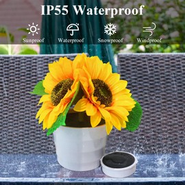 GOUTOOL Solar Sunflower Bonsai Lamp, Waterproof Plastic, 8.6 x 4.7 x 4.7 inches, LED Decorative Light, Planter, Indoor Outdoor Usage