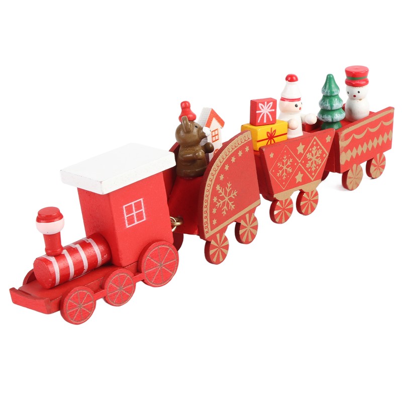 Xmas Wooden Four Section Small Train Xmas Tree Decoration Xmas