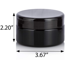 Black PET Plastic (BPA Free) Refillable Low Profile Jar with Black Flip Top Cap - 8 oz (12 Pack)