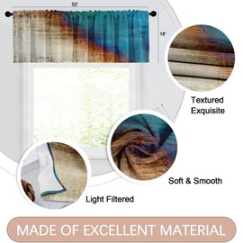 Emvency 2 Pack Valances Window Treatments, Blue Teal Brown Beige Painting Art Modern Abstract Blackout Adjustable for Living Room Bathroom Bedroom Kitchen Over Sink, 18x52 Inch Rod Pocket Valances