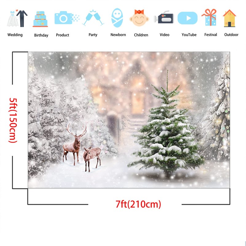 Avezano Winter Christmas Backdrops for Photography Xmas Pine Tree Elks