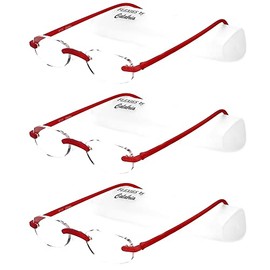 Calabria 715 Flexies Oval Bendable Rimless Reading Glasses +2.50 Red (3pack) Men Women Single Power Readers Flexible Bending