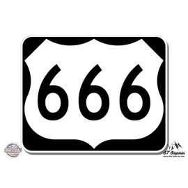 US Route 666 Satan Occult - 5" Vinyl Sticker - for Car Laptop I-Pad - Waterproof Decal