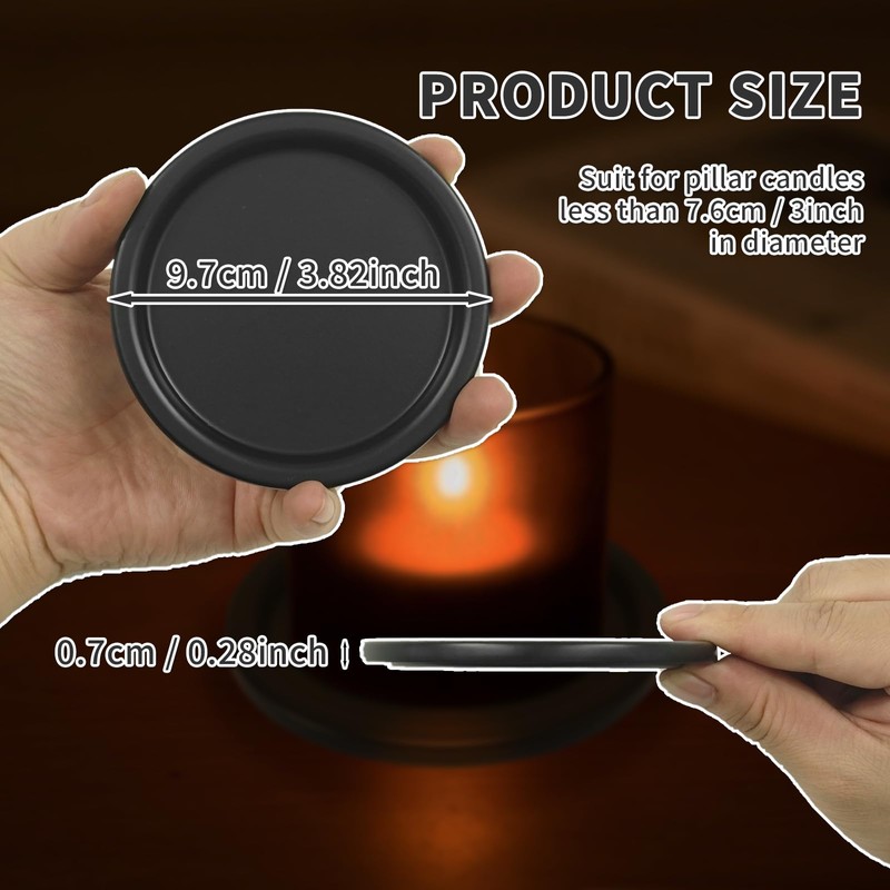 Black Iron Plate Candle Holder-Candle Plate for Pillar Candles, Elegant