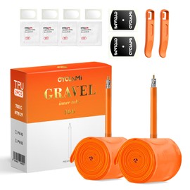 CYCLAMI Gravel TPU Inner Tube Road Bike 46 g Ultralight 700 x 32-47C Bicycle Inner Tube 28 Inch Presta Valves 45 mm/65 mm, Pack of 2 (700c X 32-47c (65 mm Valve))