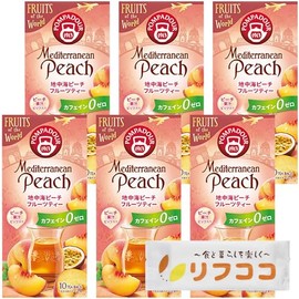 Pompadour Mediterranean Peach 1 Box (0.09 oz (2.5 g) x 10 TB Set of 6 Herbal Tea Decaffeinated Caffeine-less POMPADOUR