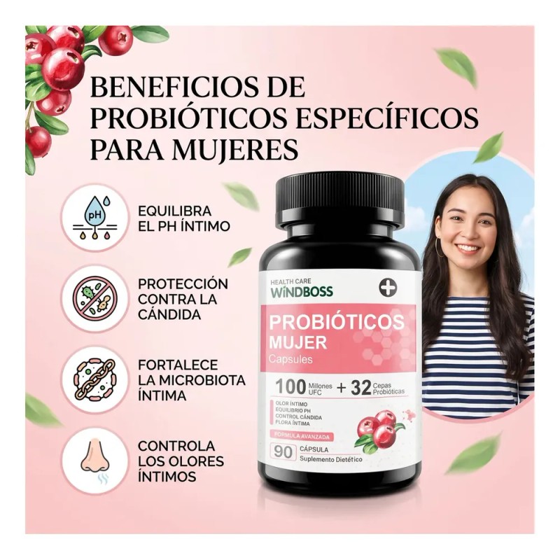 Windboss Probióticos Íntimos Para Mujer 90 Cápsulas