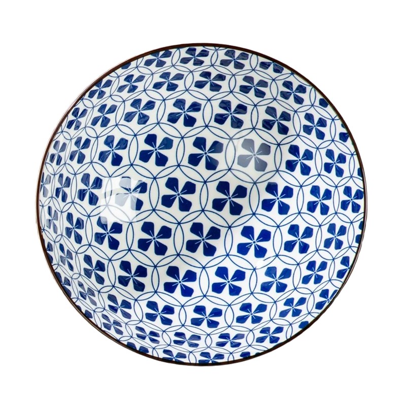 Signature Housewares Blue and White Pattern Ceramic Noodle Ramen Soup