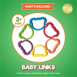 KIDS KORNER Baby Rings Toy Links Educational Toys - Link Toys, Teething Toys, Infant Toys, Baby Accessories, Stroller Toys, Car Seat Toys, Fine Motor Rainbow Jumbo Toys for Toddlers