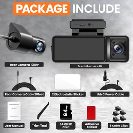 Dash Cam Front and Rear, 3.2’’ IPS Screen (3 Channel Dash Cam)