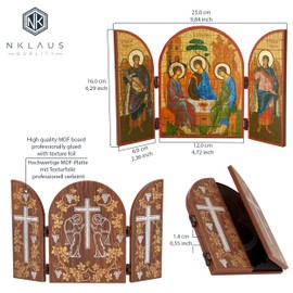 NKlaus Holy Trinity Icon Triptych Wooden 25 x 16 cm Christian 13814